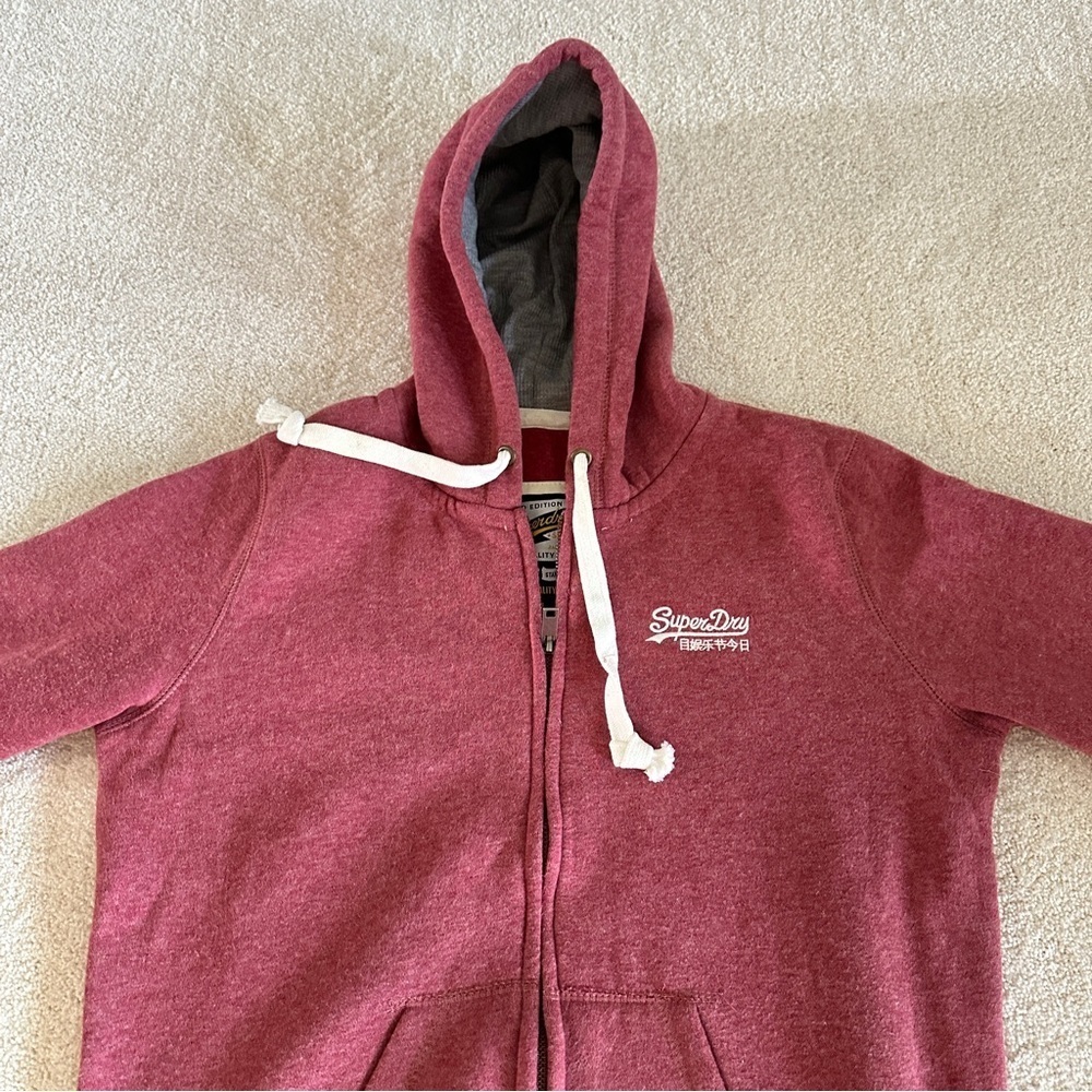SuperDry Women’s Full Zipper Jacket Hoodie in Reddish Pink Color Sz S to M - Picture 3 of 11